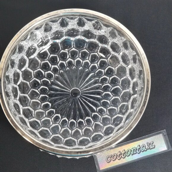 Silver Rimmed Tear Drop Cut Crystal Bowl - Perfect Condition PRE-OWNED Vintage - Picture 3 of 4